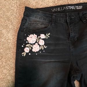 Black Embroidered Skinny Jeans